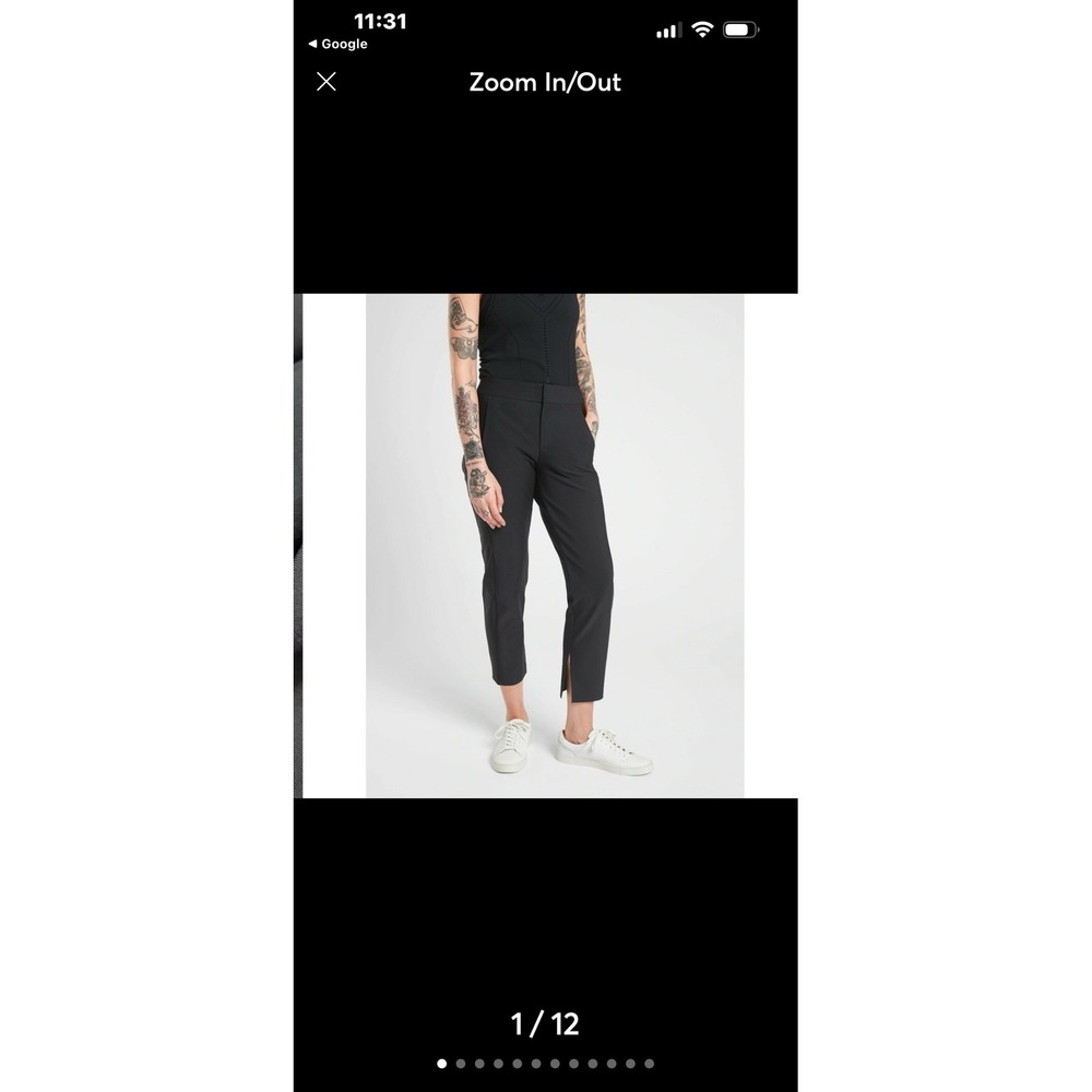 Athleta Stellar Crop Trouser Black Stretch Ankle Pants Side Slit 6P casual